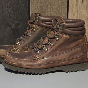 Vintage HH Brown Leather Hiking Boots - Mens Size 8